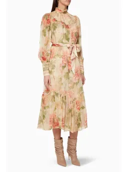 Zimmermann Espionage Swing Yoke Midi Dress in Antique Peony Size 1 / AU 10 for rent on The Volte - image 1