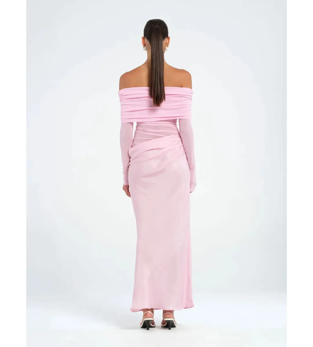Benni Yasmin Off-Shoulder Maxi Dress Pink Size AU 8 for rent on The Volte - main image