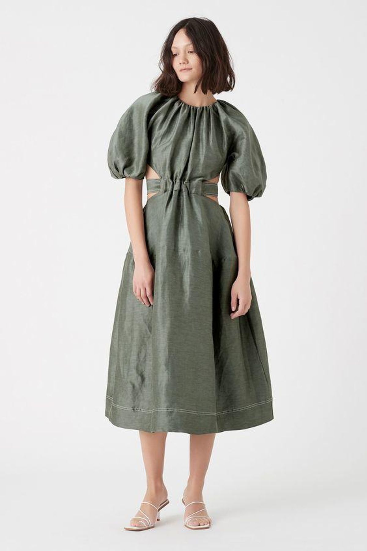 Aje Mimosa Cutout Midi Dress Green Size 8 - Image 1