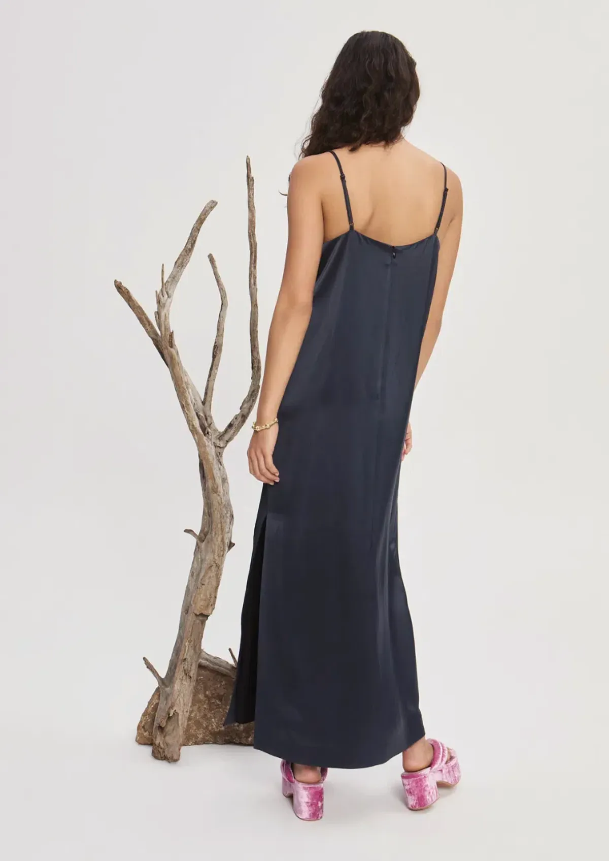 Alemais Fontaine Slip Midi Dress Navy Size AU 8 - Image 3