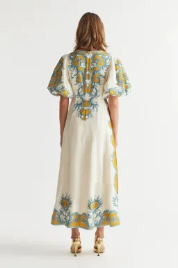 Antipodean Paloma Pin Tuck Dress in Dandelion and Steel Size 10 for rent on The Volte - image 3