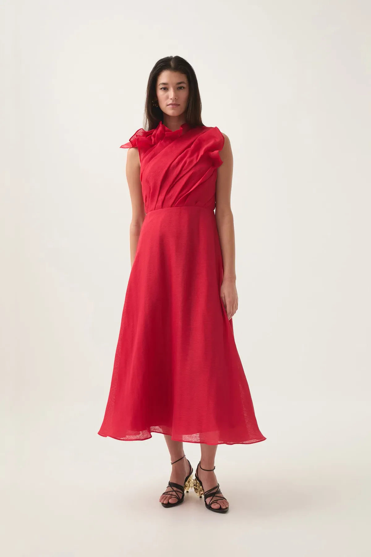Aje Genesis Midi Dress Scarlet Red Size 10 - Image 1