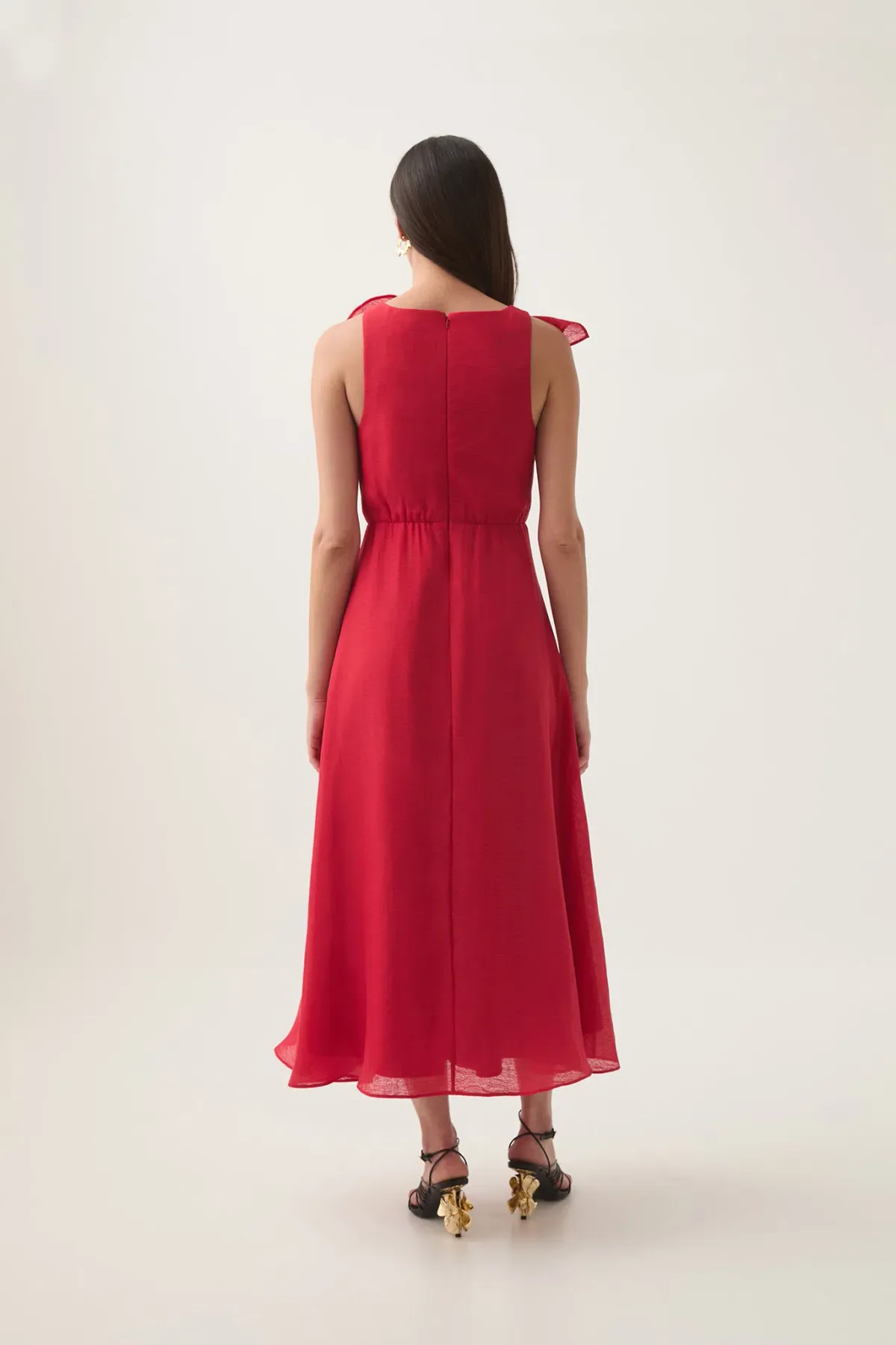 Aje Genesis Midi Dress Scarlet Red Size 10 - Image 3