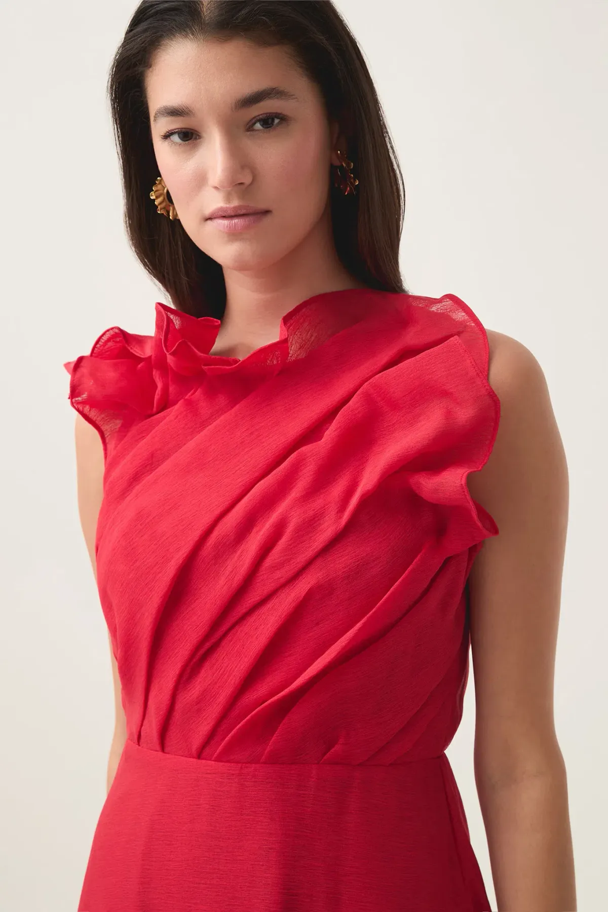 Aje Genesis Midi Dress Scarlet Red Size 10 - Image 2