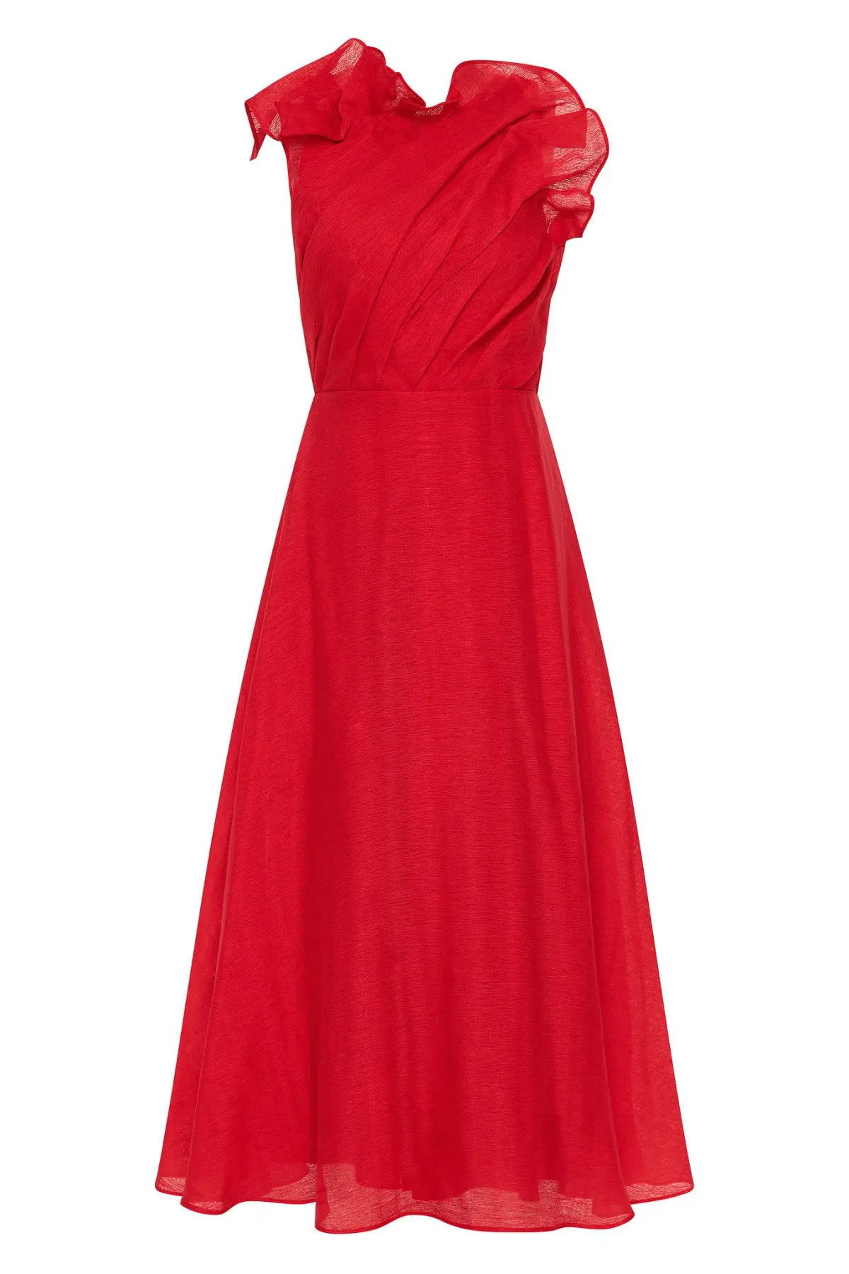 Aje Genesis Midi Dress Scarlet Red Size 10 - Image 4