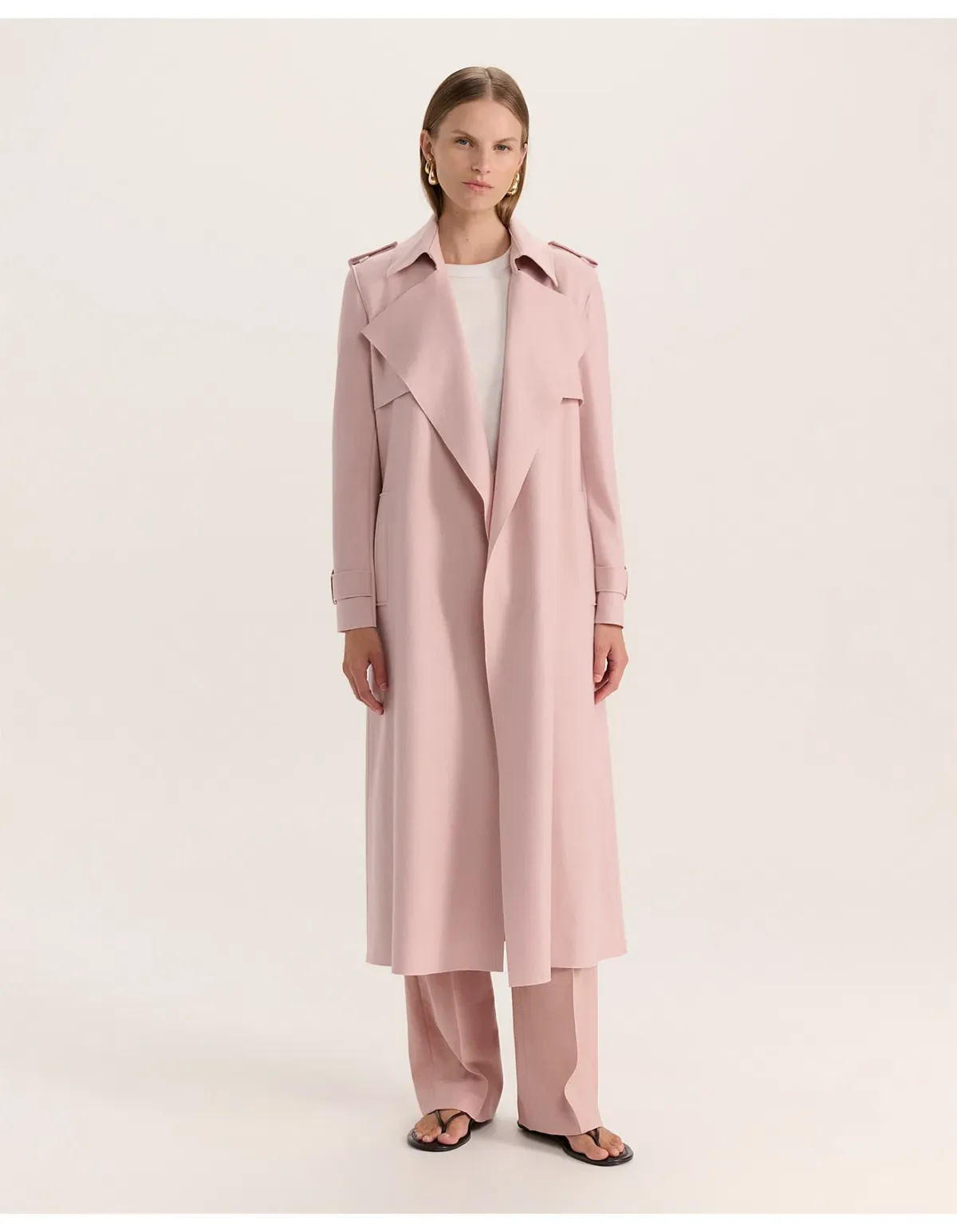 Saba Karla Longline Trench Coat Pink Salt Size AU 6 - Image 1