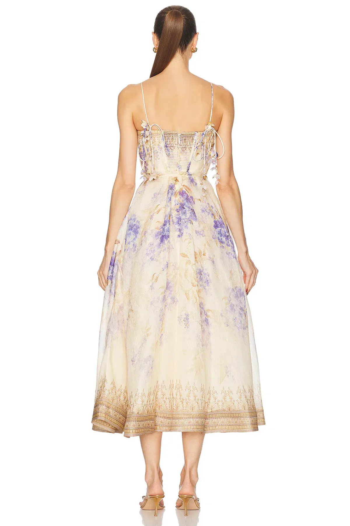Zimmermann Dawning Picnic Midi Dress Lilac Floral Size 2 / AU 12 - Image 3