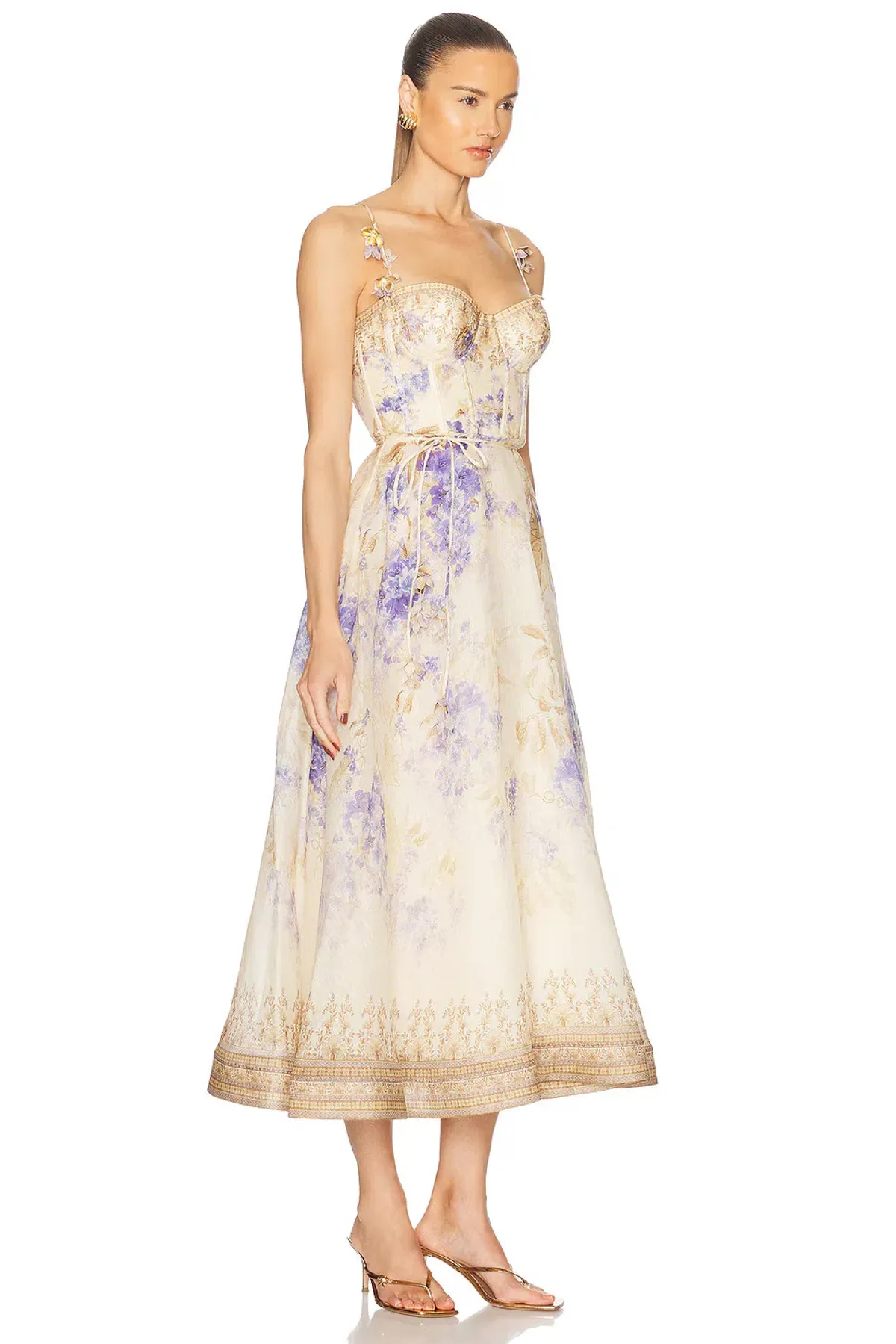 Zimmermann Dawning Picnic Midi Dress Lilac Floral Size 2 / AU 12 - Image 2