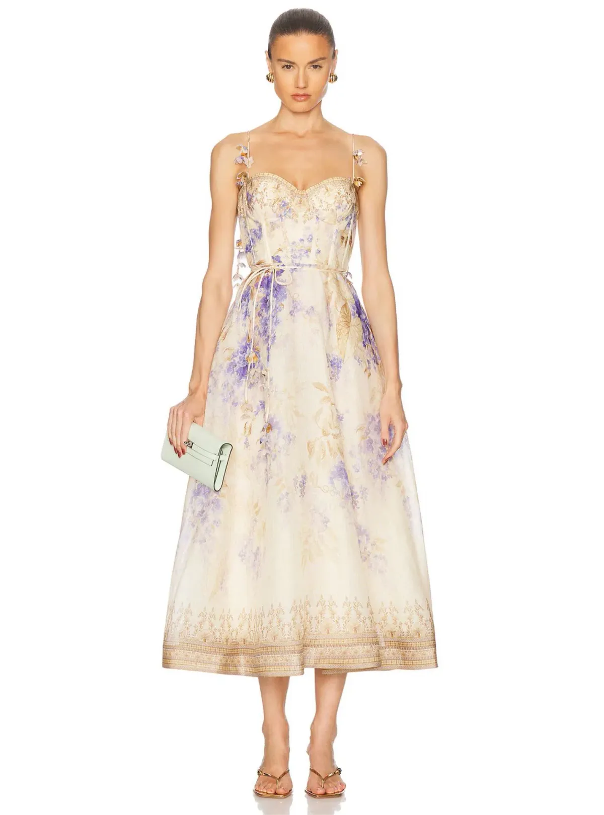 Zimmermann Dawning Picnic Midi Dress Lilac Floral Size 2 / AU 12 - Image 1