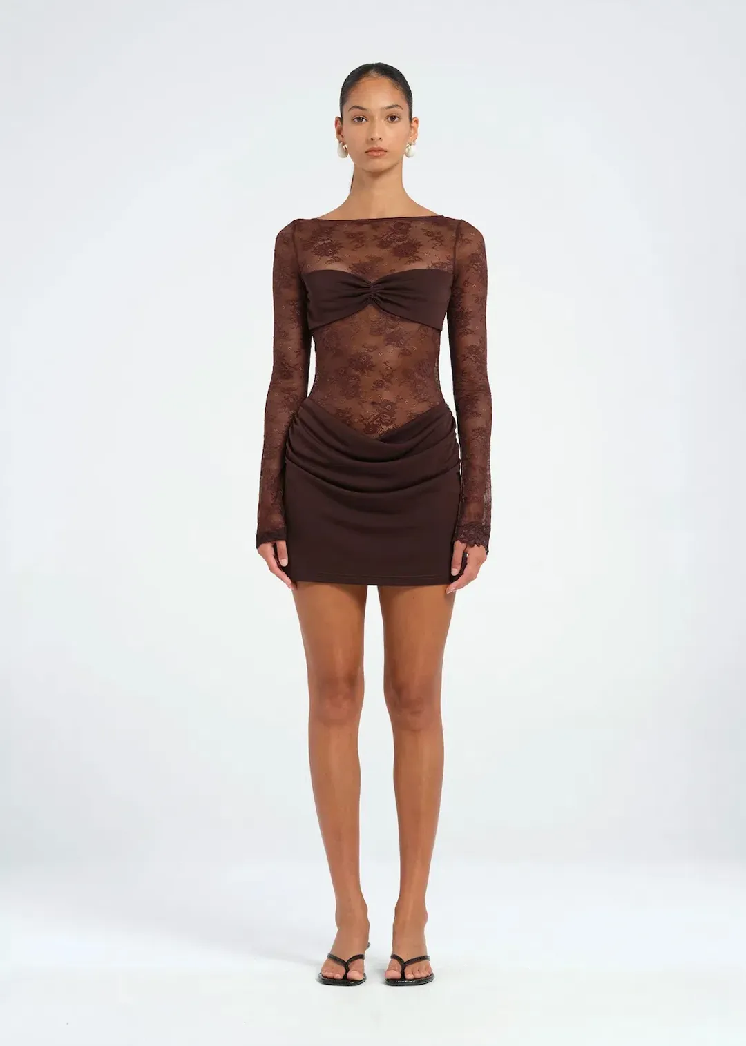 BENNI Oskar Mini Dress Brown Size 8 / AU 8 for rent on The Volte - main image