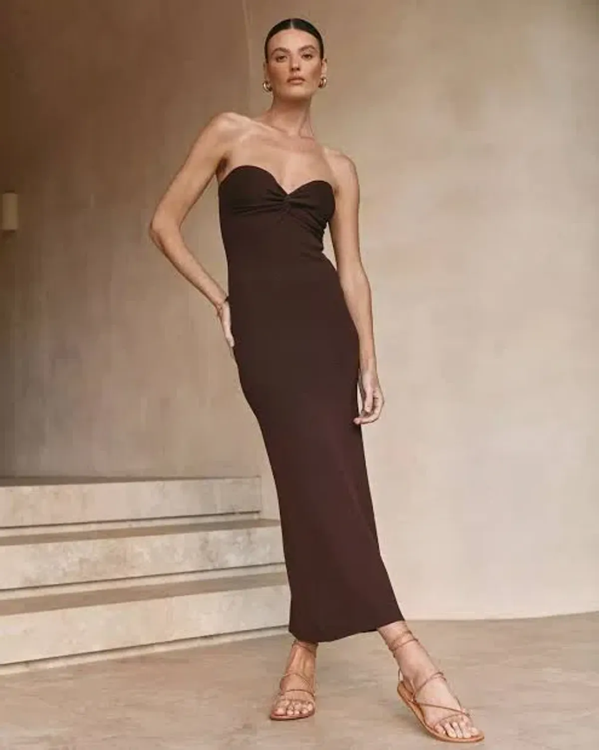 Dissh Anika Knit Midi Dress Dark Chocolate Size M/10 - Image 1
