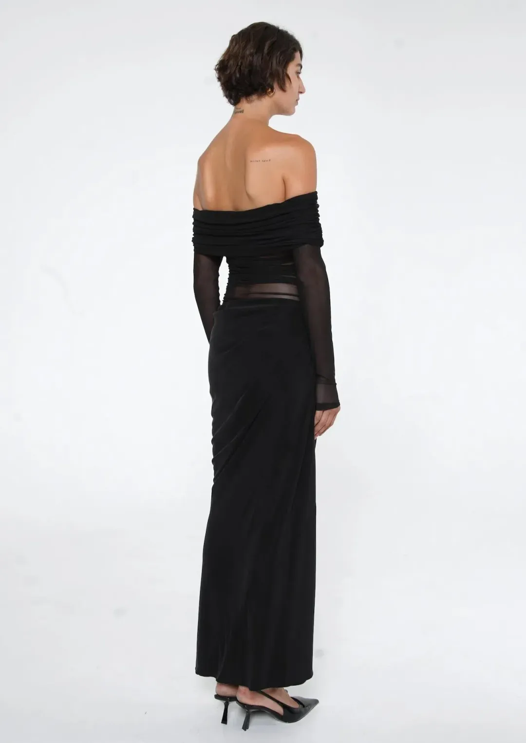 Benni Yasmin Off Shoulder Maxi Dress Black Size 10 for rent on The Volte - main image