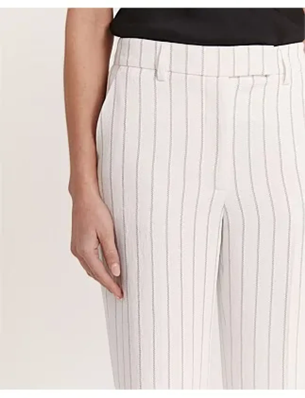 Saba Dharma Pinstripe Wide Leg Pants in White Size AU 6 - Image 6