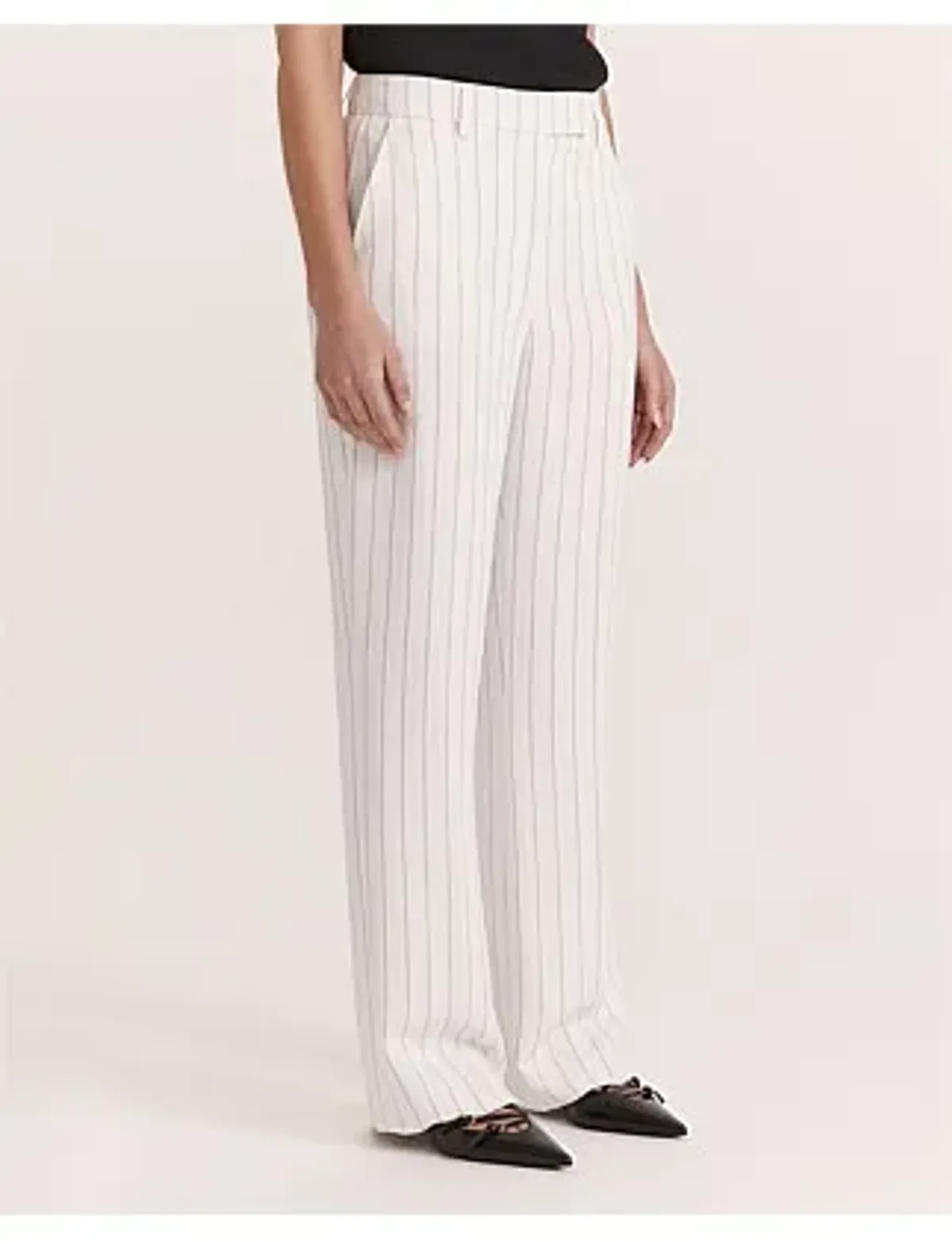 Saba Dharma Pinstripe Wide Leg Pants in White Size AU 6 - Image 1