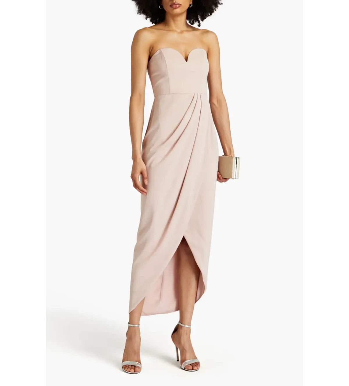 Shona Joy Strapless Draped Satin Maxi Dress Blush Size 14 - Image 1