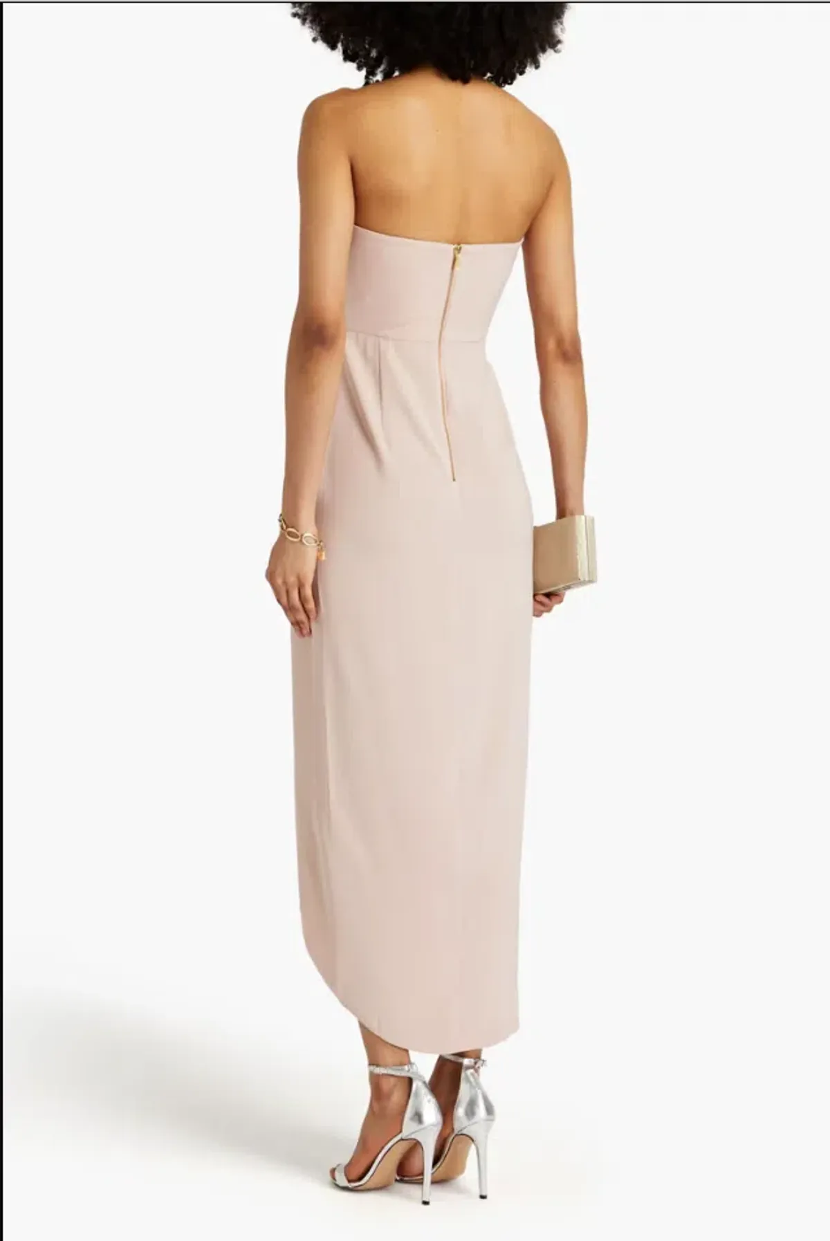 Shona Joy Strapless Draped Satin Maxi Dress Blush Size 16 - Image 2