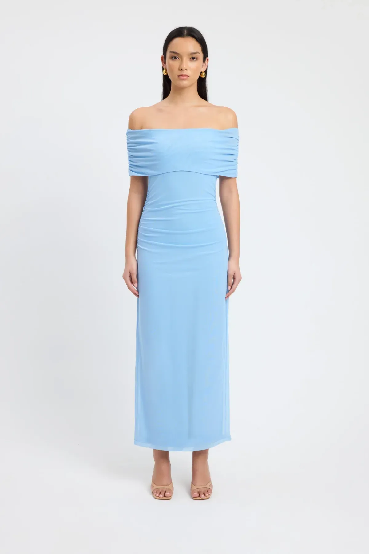 Kookai Bolt Off Shoulder Midi Dress Blue Size 8 - Image 1