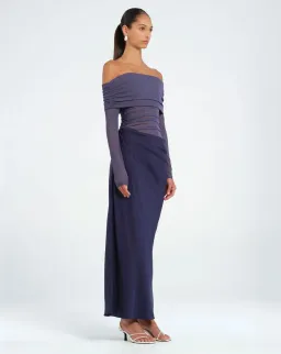 Benni Yasmin Off Shoulder Maxi Dress Navy Size 10 for rent on The Volte - image 7