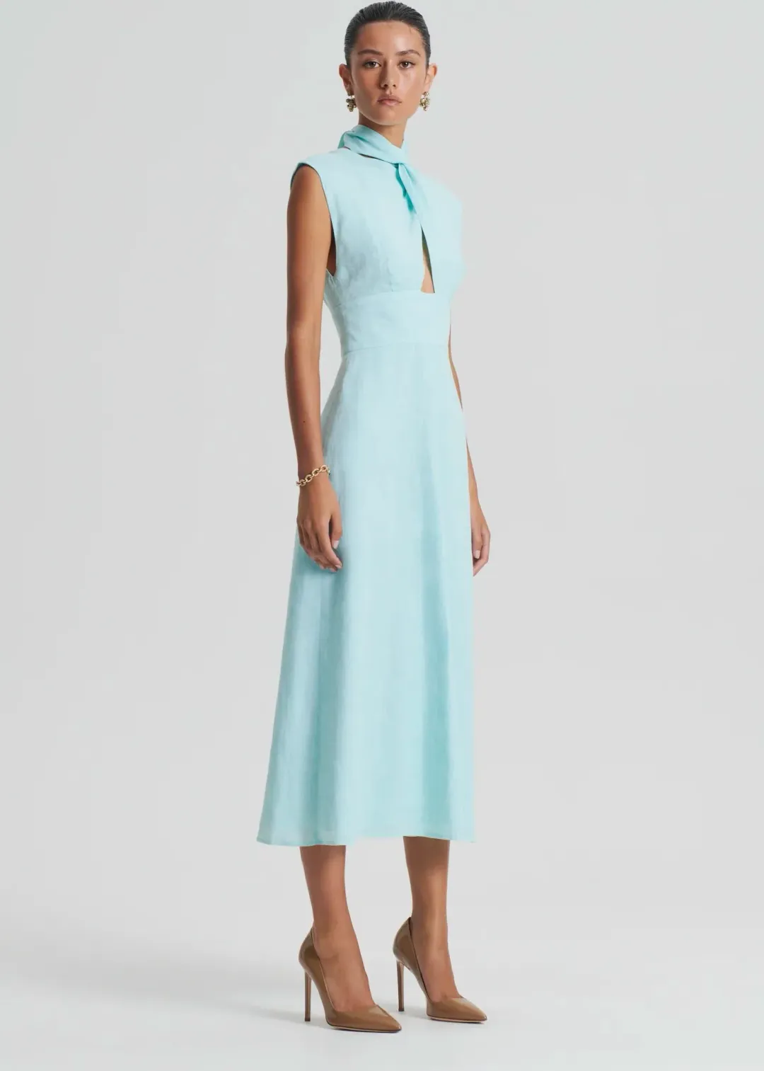 Italian Linen Turban Twist Blue Dress Size 12 for rent on The Volte - main image