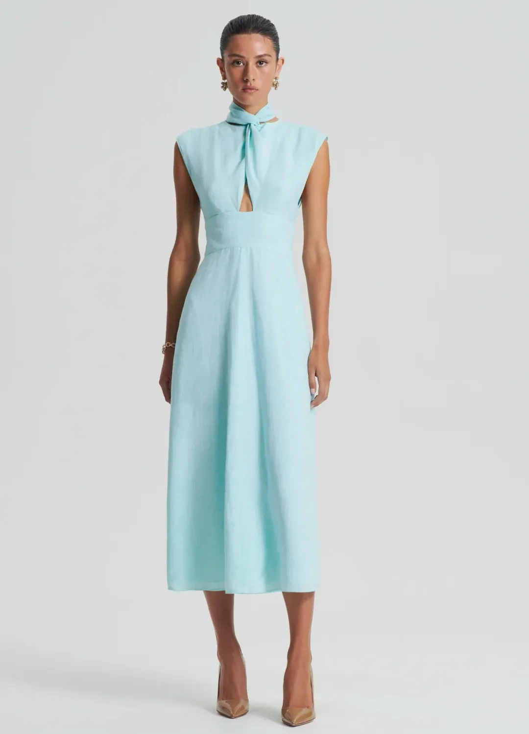 Italian Linen Turban Twist Blue Dress Size 12 for rent on The Volte - main image