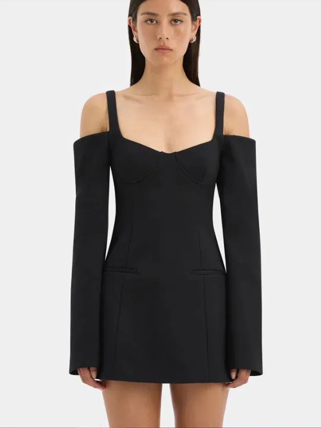 Sir Sandrine Long Sleeve Mini Dress Black Size 8 for rent on The Volte - main image