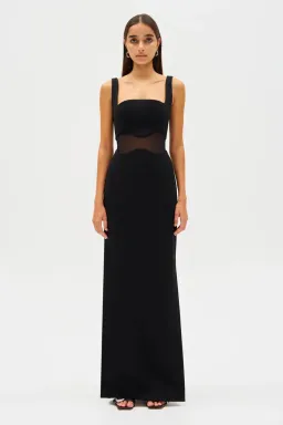 MISHA Damita Bonded Crepe Maxi Dress Black Size 10/M for rent on The Volte - image 1