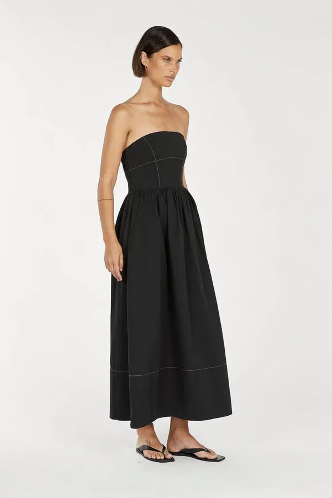 Dissh Ellidy Strapless Black Midi Dress Size 10 for rent on The Volte - main image