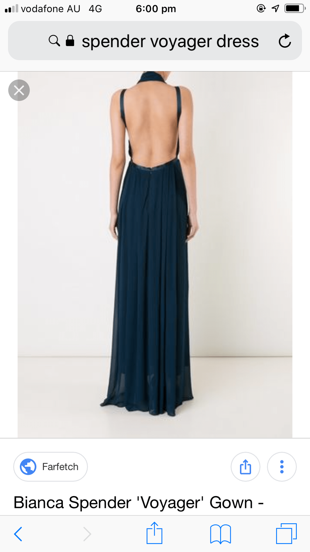 Bianca Spender Voyager Gown Navy Teal Silk Dress Size 6 (fits 6-10) for rent on The Volte - main image
