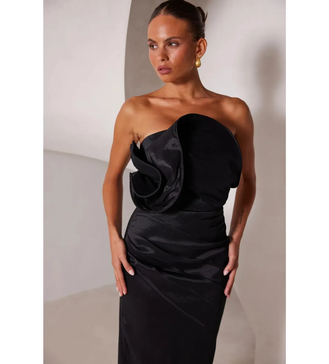 Elle Zeitoune Miles Midi Dress Black Size 10 for rent on The Volte - main image