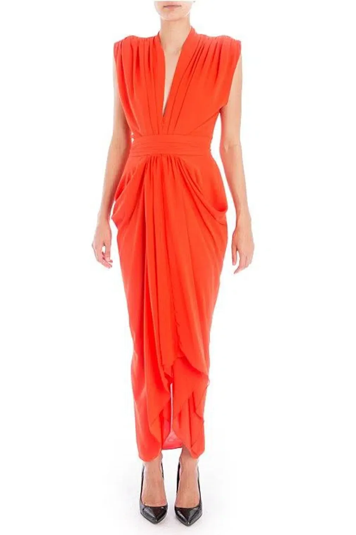 Carla Zampatti Waterfall Dress Red Size 6 - Image 1