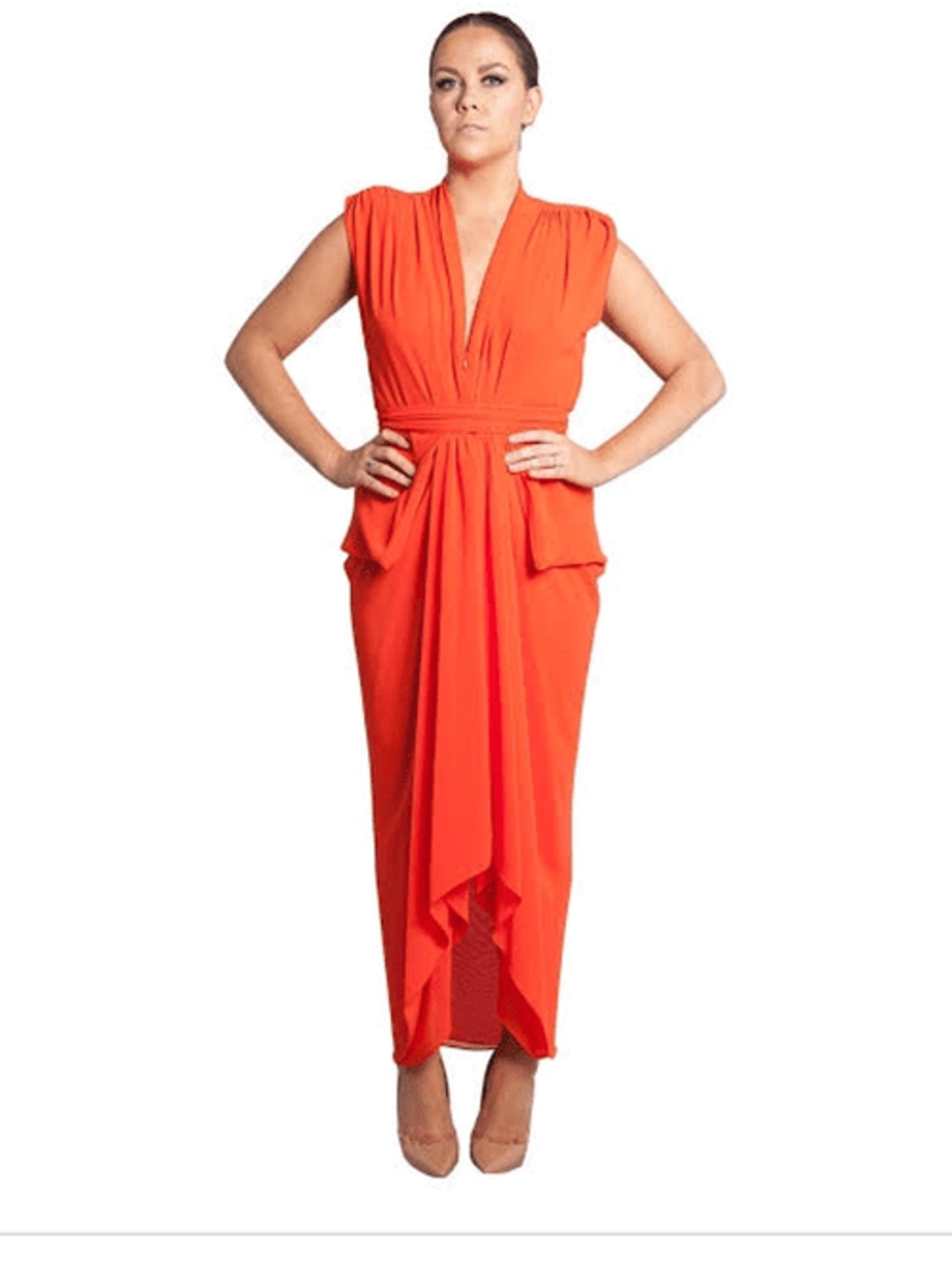 Carla Zampatti Waterfall Dress Red Size 6 for rent on The Volte - main image
