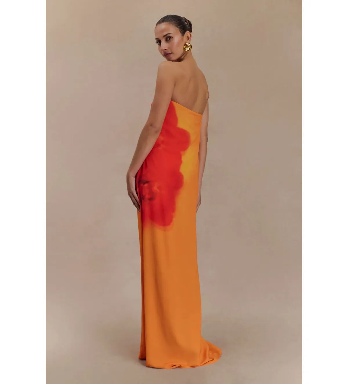 Amaya Strapless Chiffon Maxi Dress Koi Orchid Print Size 8 - Image 3