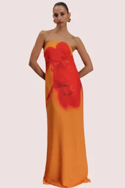 Meshki Amaya Maxi Gown Orange Print Size 12 for rent on The Volte - image 1