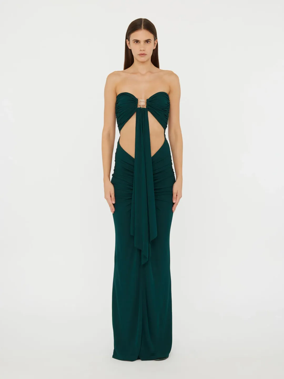 Christopher Esber Bezel Quartz Disconnect Dress Evergreen Size 6 for rent on The Volte - main image