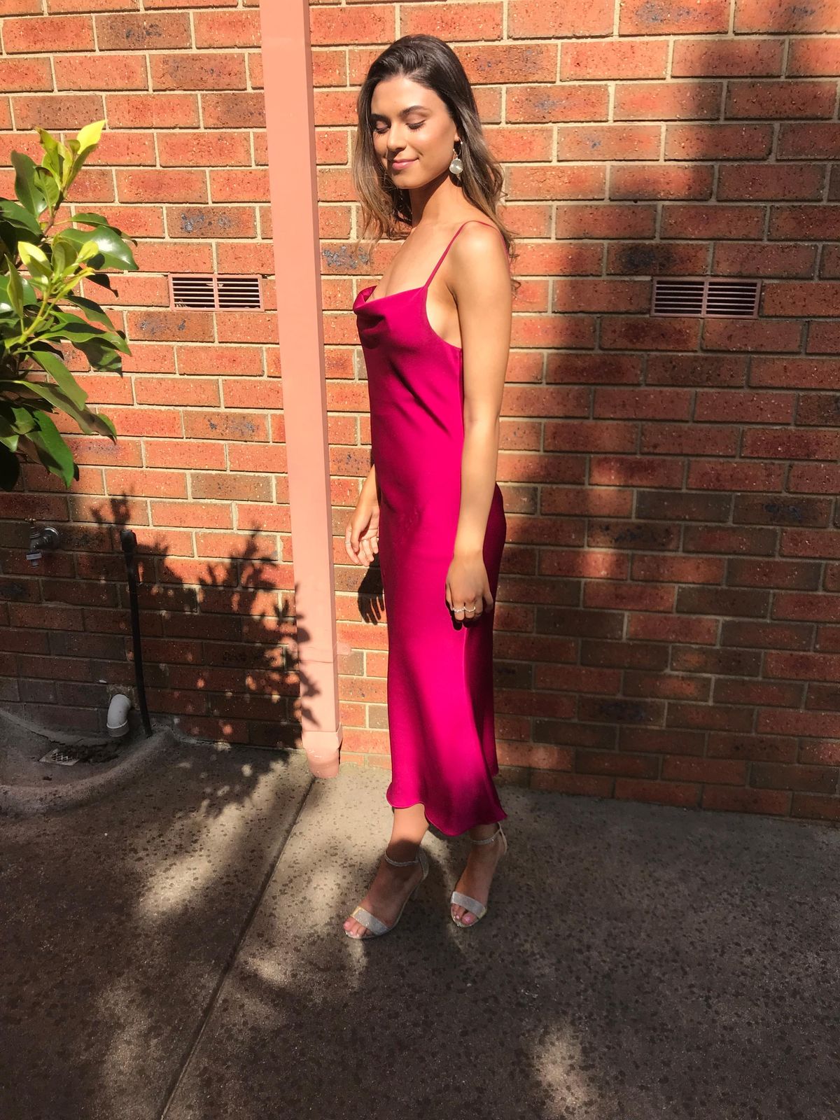 Shona Joy Sawyer Slip Dress Fuchsia Size 8 - Image 1