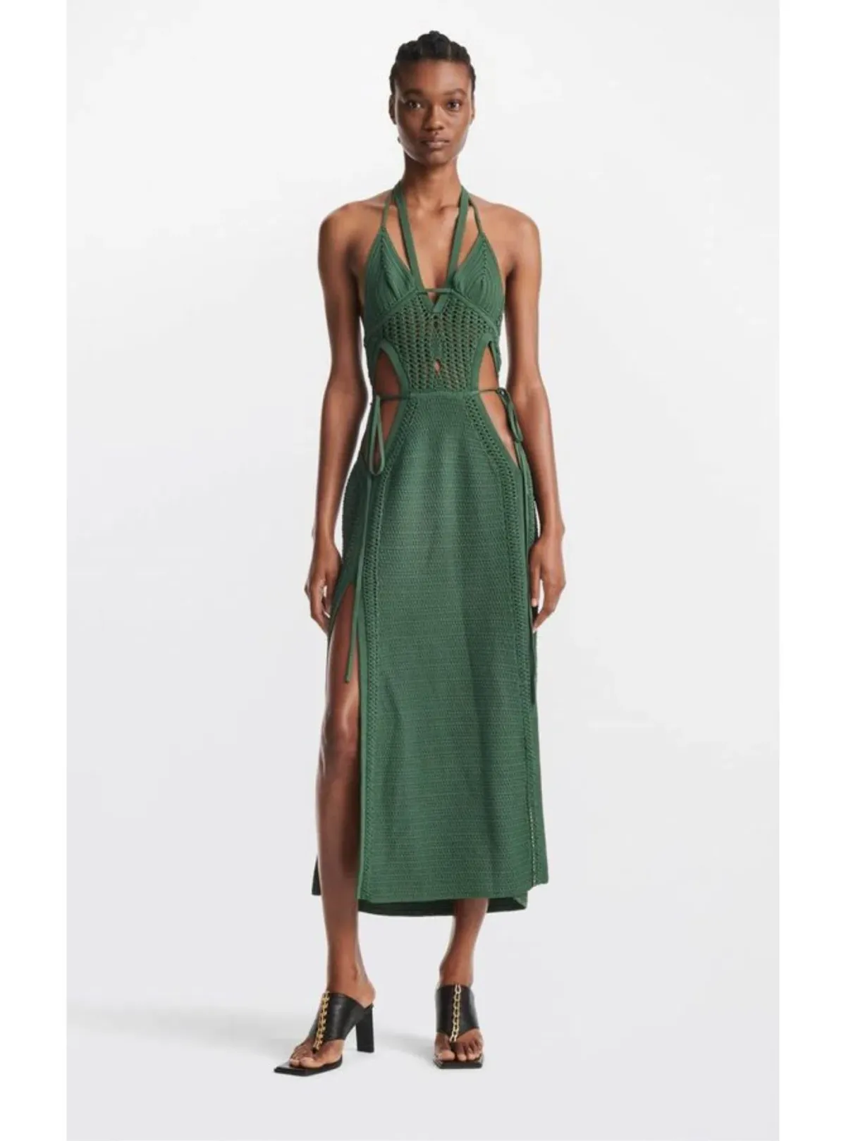 Dion Lee Crochet Midi Knit Halterneck Dress Green Size XS / AU 6 for rent on The Volte - main image