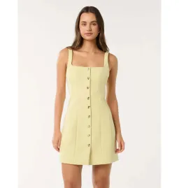 Forever New Penny Button Down Mini Dress Yellow Size 14 for rent on The Volte - image 1