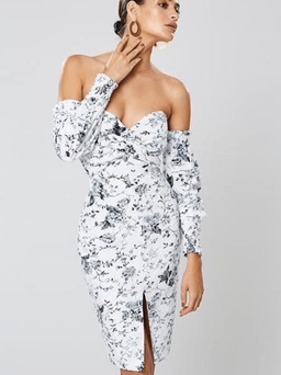 Winona Ming Off-Shoulder Dress Print Size 8 for rent on The Volte - image 2