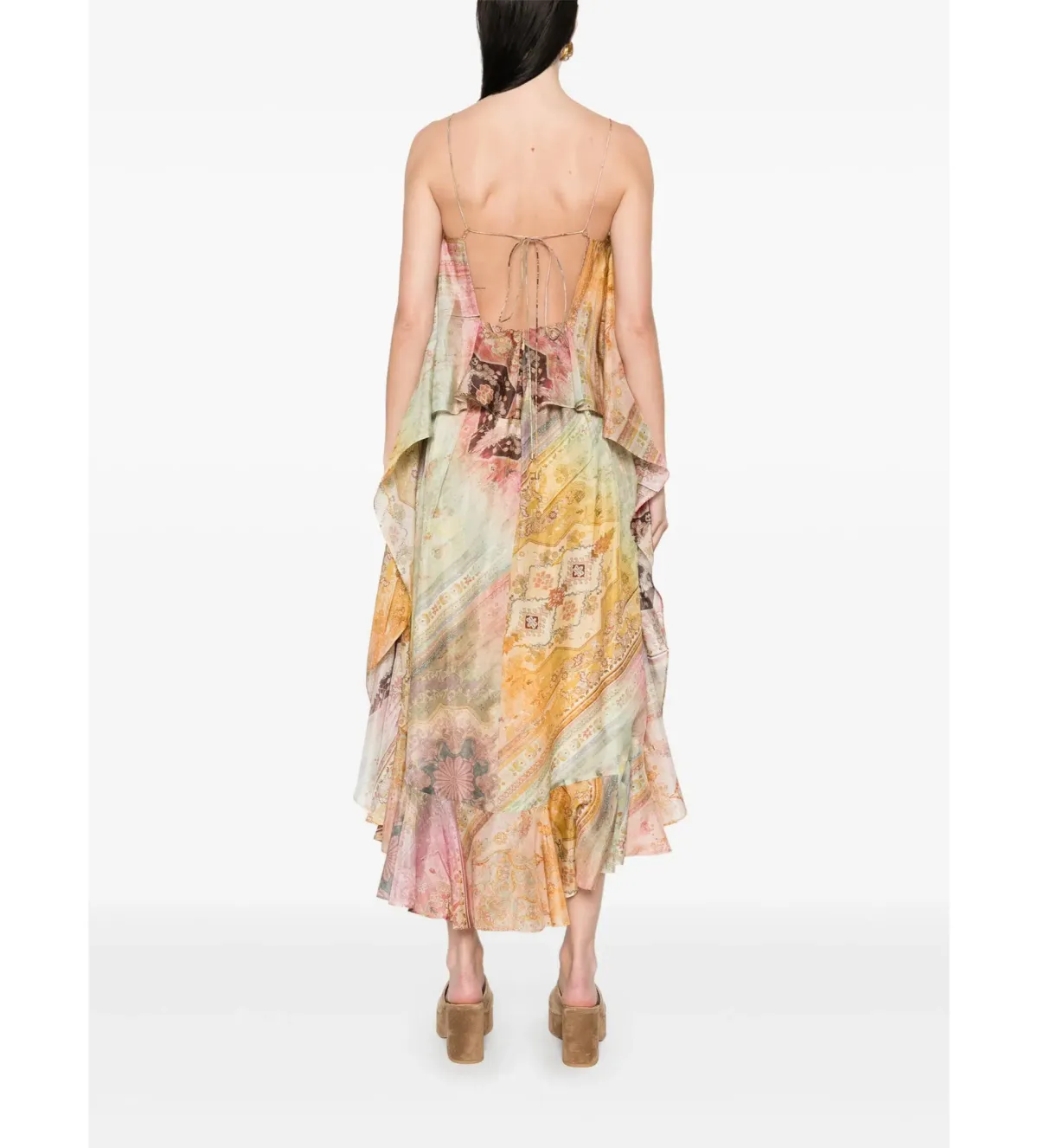 Zimmerman Tallow Ruffle Maxi Dress Multi Size 14 - Image 3