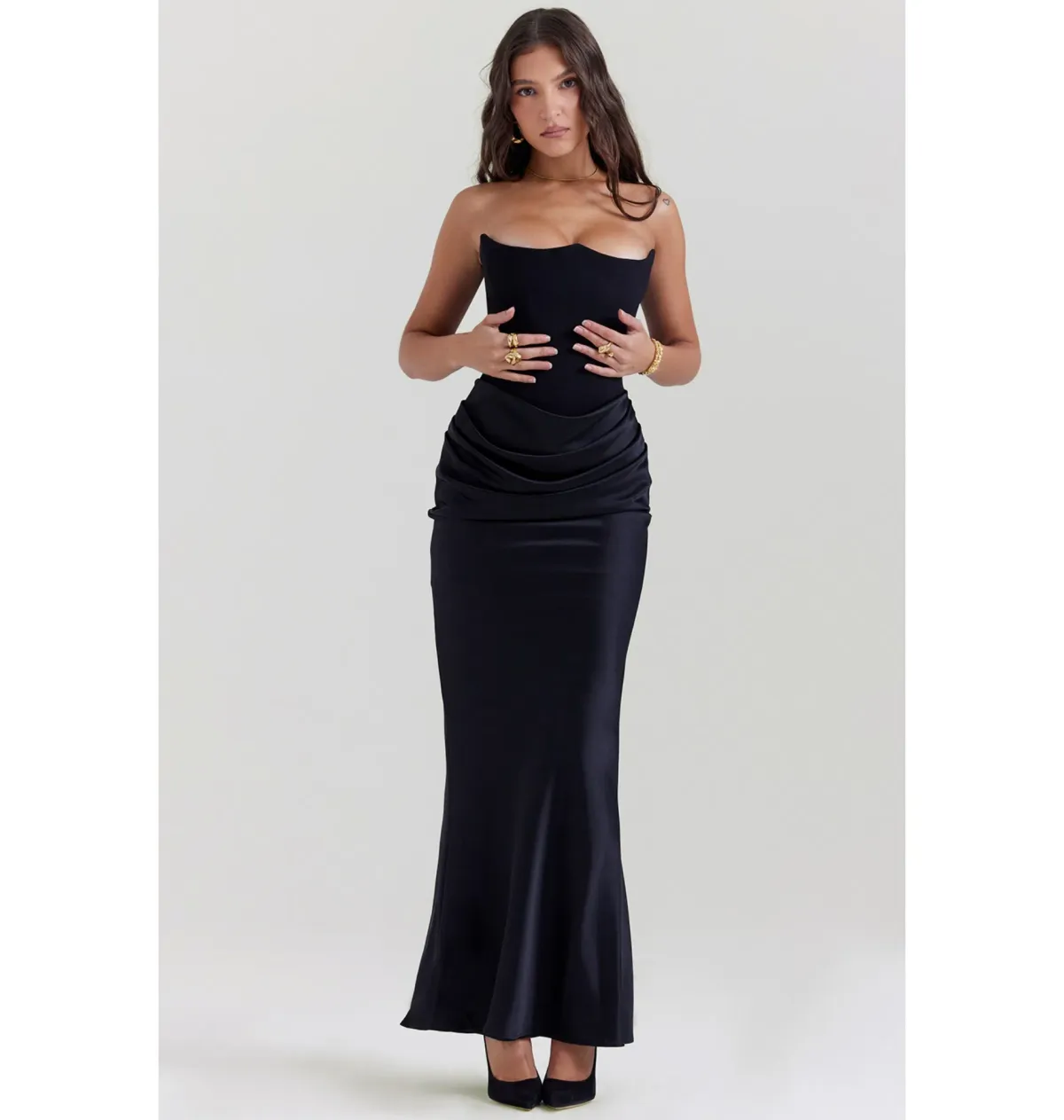 House of CB Persephone Strapless Corset Dress Black Size S / AU 8 for rent on The Volte - main image