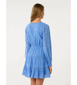 Forever New Raini Long-Sleeve Cotton Mini Dress in Blue Lake Size 14 for rent on The Volte - image 3
