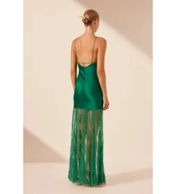 Shona Joy Elle Silk Lace Cowl Maxi Dress in Emerald Green Size 8 for rent on The Volte - image 4