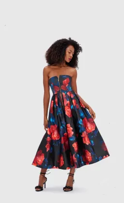 Leo Lin Norine Bustier Midi Dress Print Size 12 for rent on The Volte - image 1