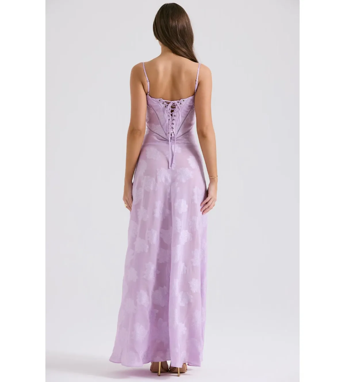 House of CB Seren Lace Back Maxi Dress Orchid Floral Size 8 - Image 4