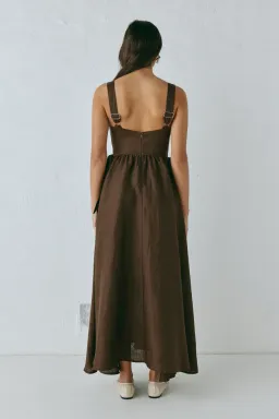 Vrg Grl Daphne Linen Midi Dress Chocolate Size 10-12 for rent on The Volte - image 3