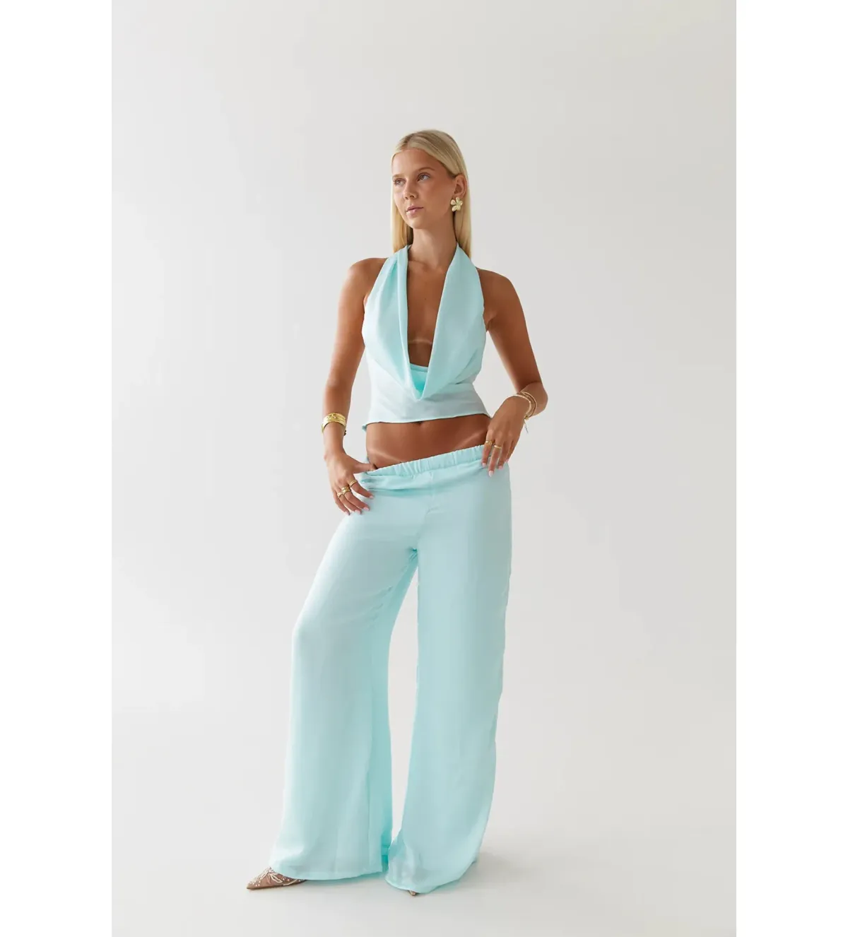 HNTR Isabelle Top and Pant Set Aqua Size AU 8 - Image 1