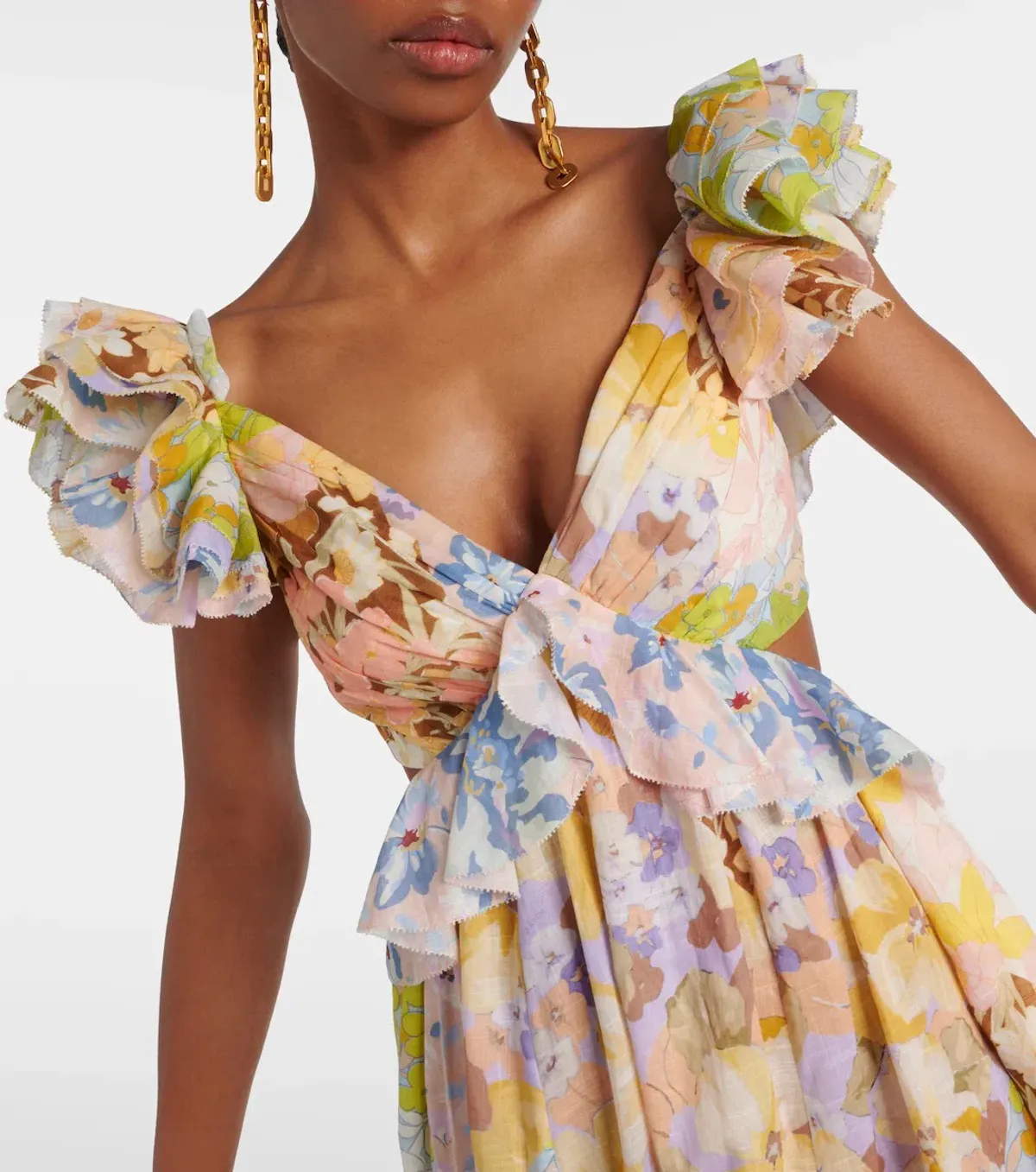Zimmermann Pop Ruffle Floral Midi Dress Size 2 / AU 12 - Image 4