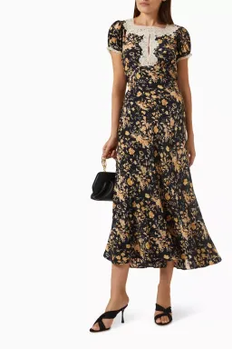 Doen Emeline Dress in Navy Floral Oaks Bluff Size S / AU 8 for rent on The Volte - image 2