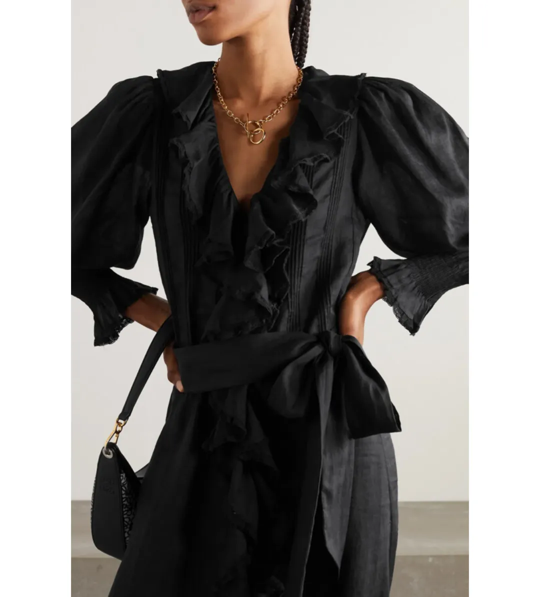 Doen Nadia Dress in Black Ramie Size M /Au 10 for rent on The Volte - main image
