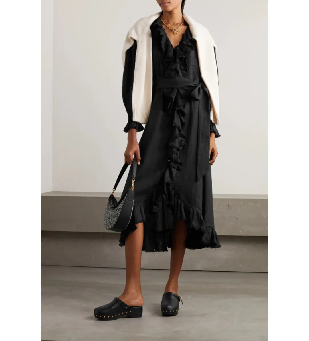 Doen Nadia Dress in Black Ramie Size M /Au 10 for rent on The Volte - main image
